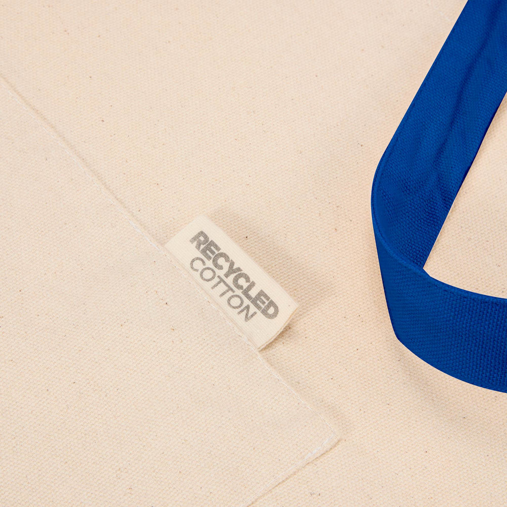 Recycled Cotton Canvas Apron with Two Pockets Embroidery - Blueberry - Left Angle Detail