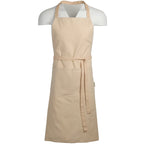 Recycled Cotton Canvas Apron with Two Pockets Embroidery - Tofu - Front Tie
