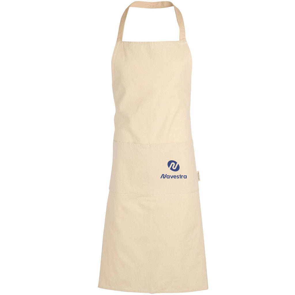 Recycled Cotton Canvas Apron with Two Pockets Embroidery - Tofu - Front