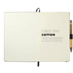 Recycled Cotton Canvas Journal and Bamboo Pen Set, 5.5 x 8.5 Inches Transfer - Natural - Front 2