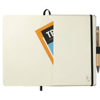 Recycled Cotton Canvas Journal and Bamboo Pen Set, 5.5 x 8.5 Inches Transfer - Natural - Front 4