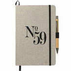 Recycled Cotton Canvas Journal and Bamboo Pen Set, 5.5 x 8.5 Inches Transfer - Natural - Front