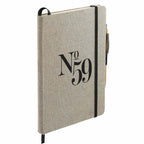 Recycled Cotton Canvas Journal and Bamboo Pen Set, 5.5 x 8.5 Inches Transfer - Natural - Right Angle