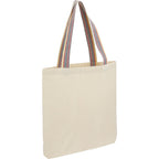 Recycled Cotton Convention Tote with Rainbow Handles, 6 oz Embroidery - Natural - Right Angle 2