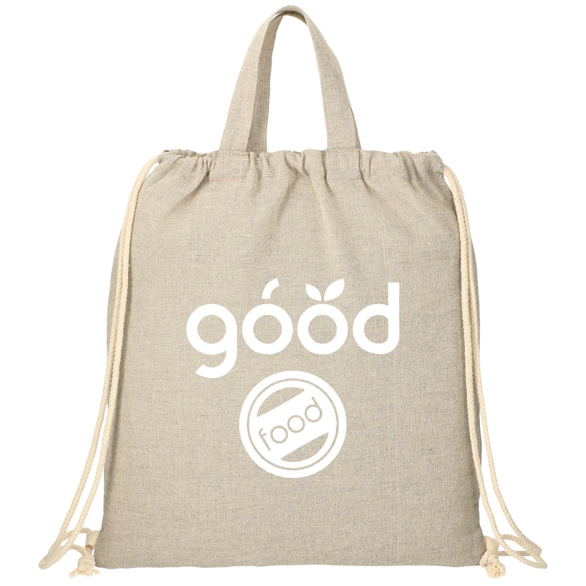 Recycled Cotton Drawstring Bag, 5 oz - Natural - Front