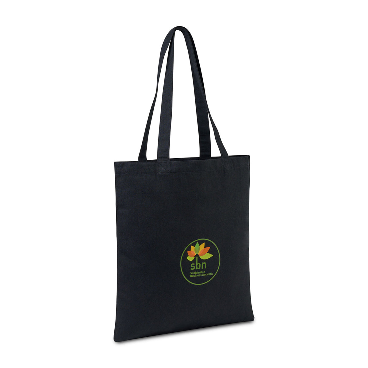 Recycled Cotton Flat Tote, 9 oz Embroidery - Black - View 2