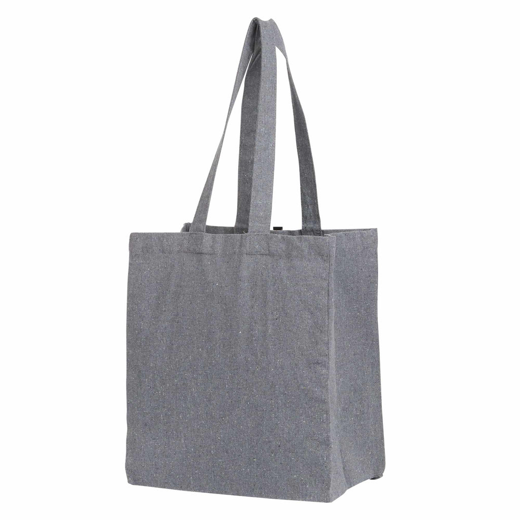 Recycled Cotton Grocery Tote, 7 oz - Multi-Colored - Left Angle