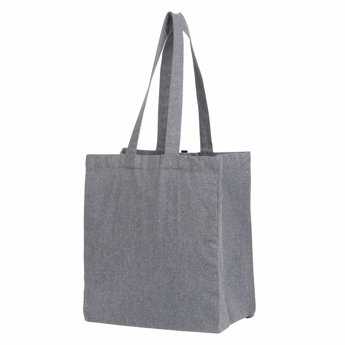 Recycled Cotton Grocery Tote, 7 oz Transfer - Multi-Colored - Left Angle