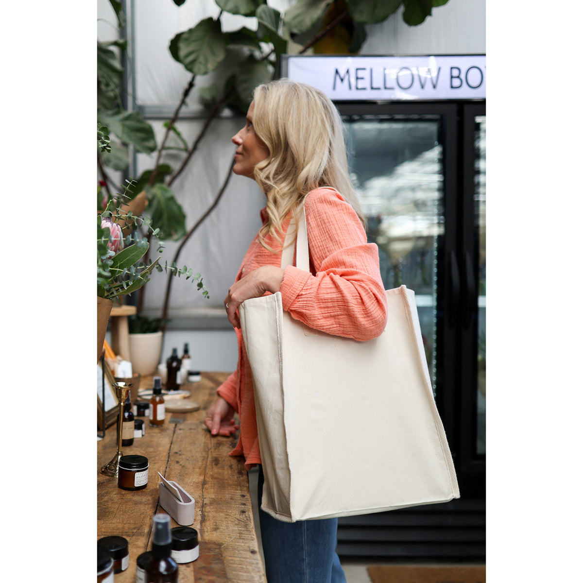 Recycled Cotton Market Tote, 8 oz - Natural - View 3