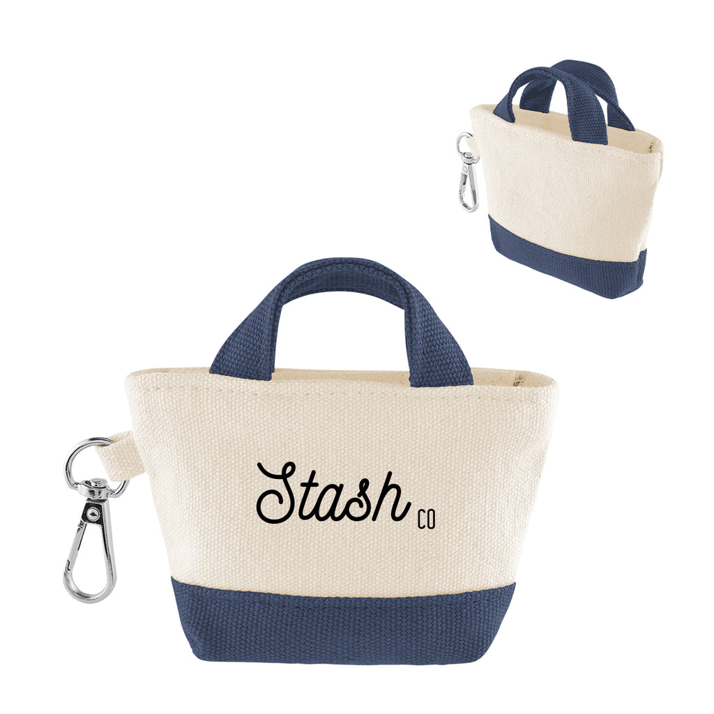 Recycled Cotton Mini Tote Bag Charm, 12 oz - Silk Screen