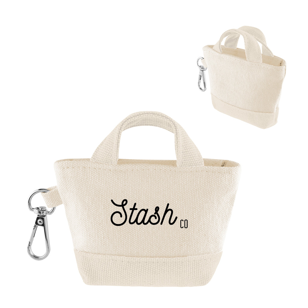 Recycled Cotton Mini Tote Bag Charm, 12 oz - Silk Screen
