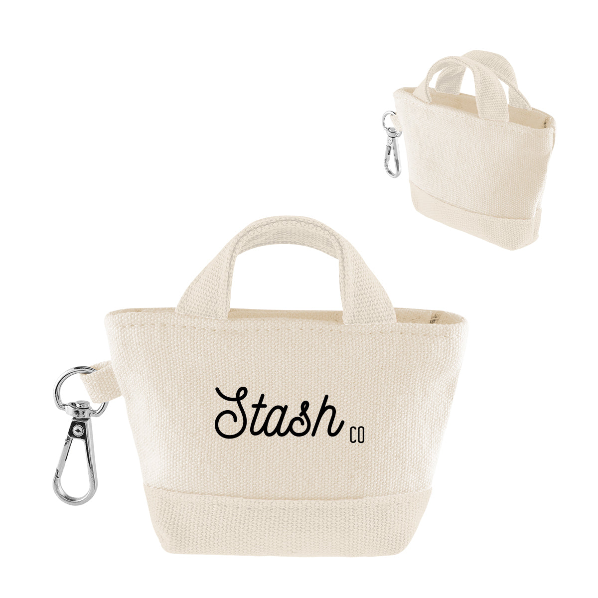 Recycled Cotton Mini Tote Bag Charm, 12 oz - Silk Screen
