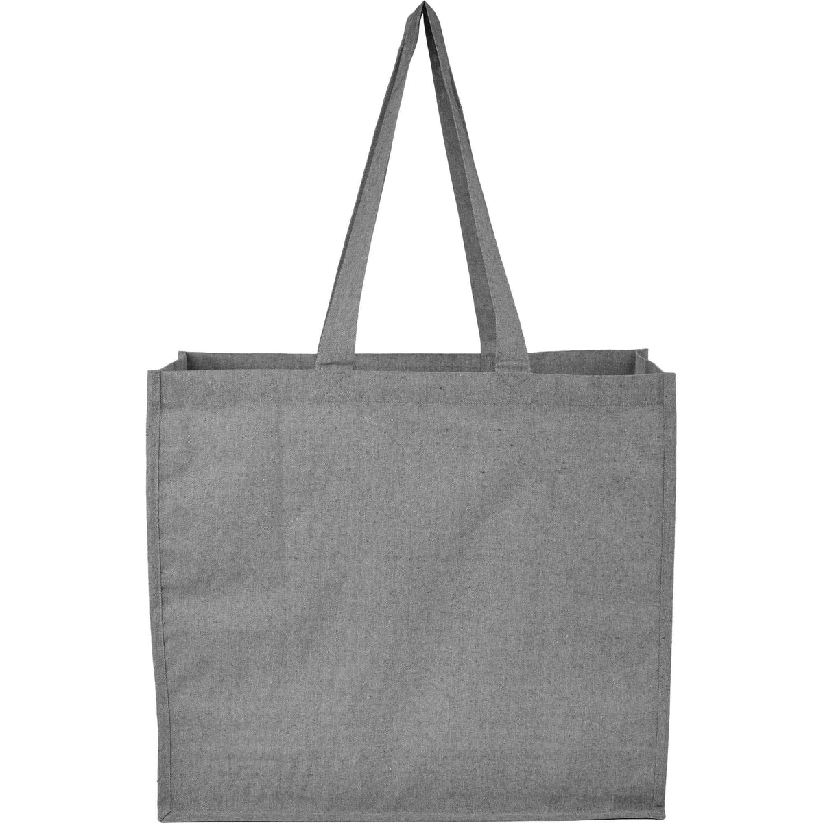 Recycled Cotton Shopper Tote with Wipe-Clean Lining, 4 oz Embroidery - Gray - Back