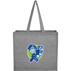 Recycled Cotton Shopper Tote with Wipe-Clean Lining, 4 oz Embroidery - Gray - Front