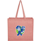 Recycled Cotton Shopper Tote with Wipe-Clean Lining, 4 oz Embroidery - Red - Front