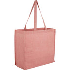 Recycled Cotton Shopper Tote with Wipe-Clean Lining, 4 oz Embroidery - Red - Right Angle