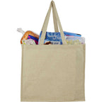 Recycled Cotton Shopper Tote with Wipe-Clean Lining, 4 oz Full Color - Natural - Propped