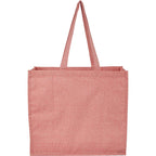 Recycled Cotton Shopper Tote with Wipe-Clean Lining, 4 oz Full Color - Red - Back