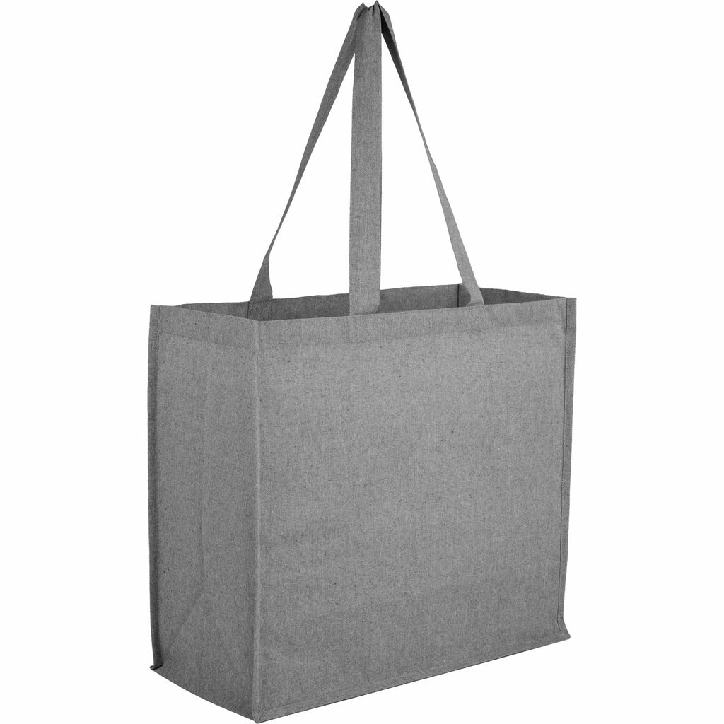 Recycled Cotton Shopper Tote with Wipe-Clean Lining, 4 oz - Gray - Right Angle