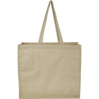 Recycled Cotton Shopper Tote with Wipe-Clean Lining, 4 oz - Natural - Back
