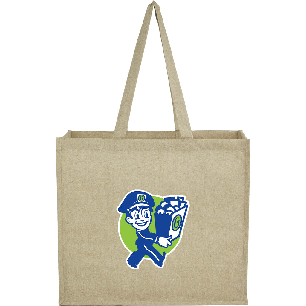 Recycled Cotton Shopper Tote with Wipe-Clean Lining, 4 oz - Natural - Front