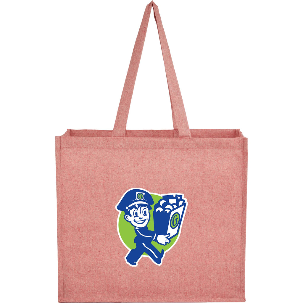 Recycled Cotton Shopper Tote with Wipe-Clean Lining, 4 oz - Red - Front