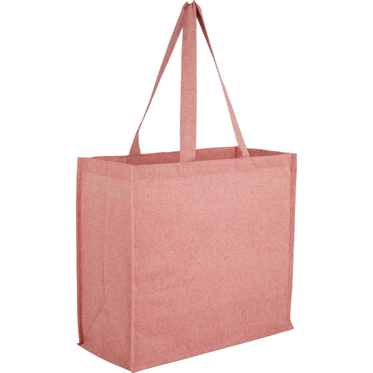 Recycled Cotton Shopper Tote with Wipe-Clean Lining, 4 oz - Red - Right Angle
