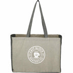 Recycled Cotton Shopper with Contrast Sides Full Color - Natural/Black - Front