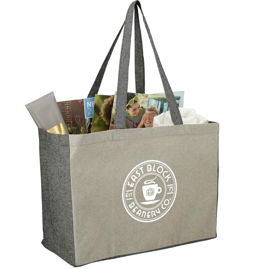 Recycled Cotton Shopper with Contrast Sides Full Color - Natural/Black - Right Angle 2