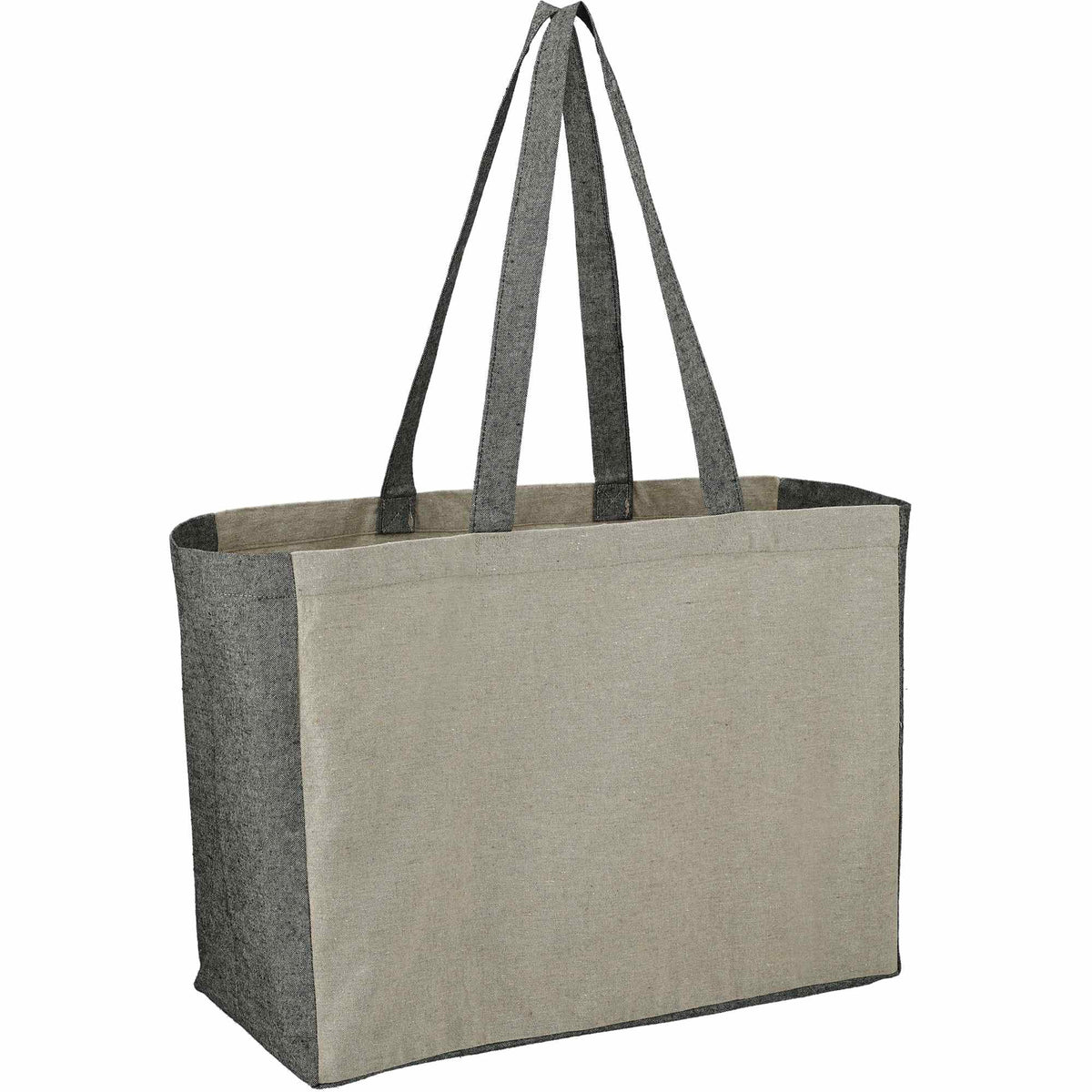 Recycled Cotton Shopper with Contrast Sides Full Color - Natural/Black - Right Angle 3