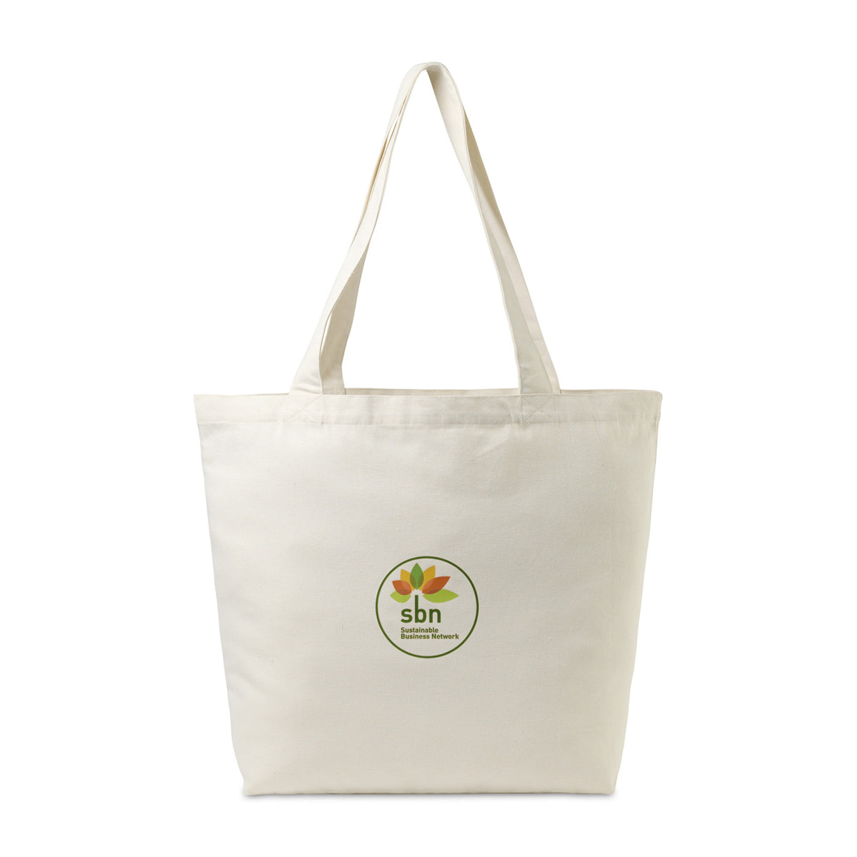 Recycled Cotton Shopper with Zip Pocket, 9 oz Embroidery - Natural - View 1