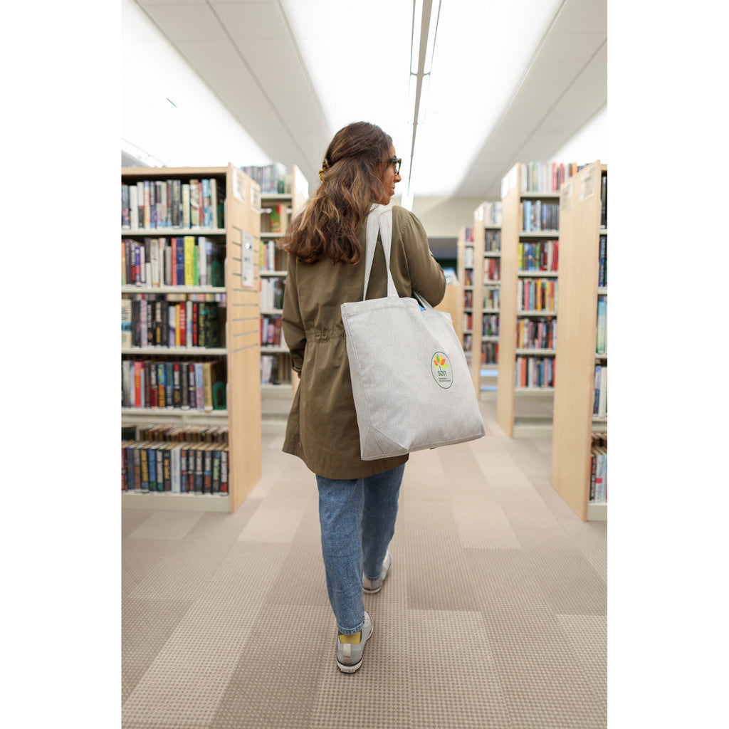 Recycled Cotton Shopper with Zip Pocket, 9 oz - Light Grey - View 6