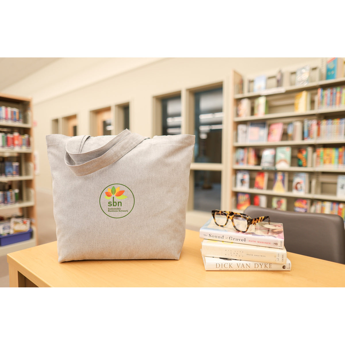 Recycled Cotton Shopper with Zip Pocket, 9 oz Transfer - Light Grey - View 4