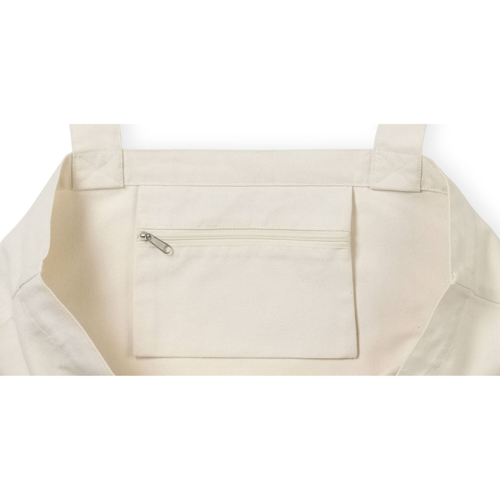 Recycled Cotton Shopper with Zip Pocket, 9 oz Transfer - Natural - View 3