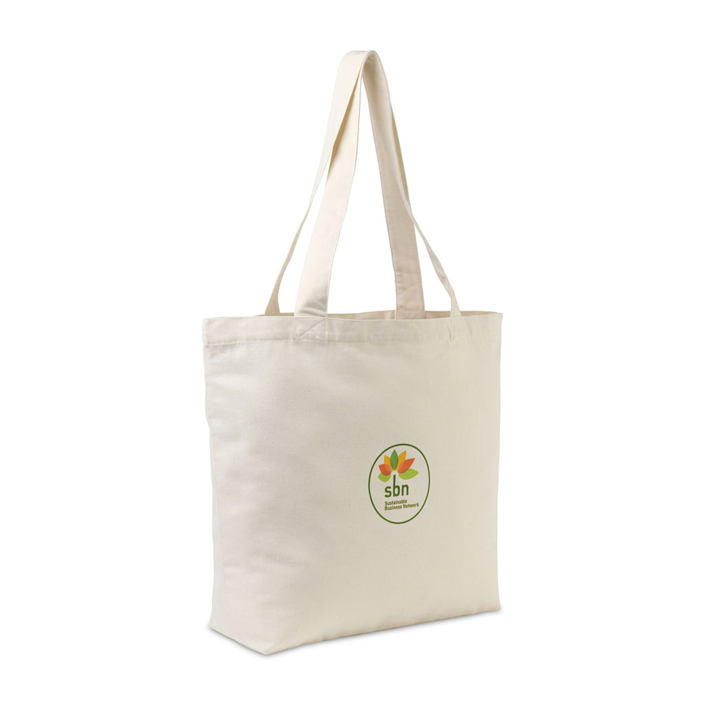 Recycled Cotton Shopper with Zip Pocket, 9 oz Transfer - Natural - View 4