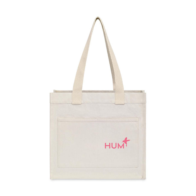 Recycled Cotton Tote with Two Front Pockets, 12 oz