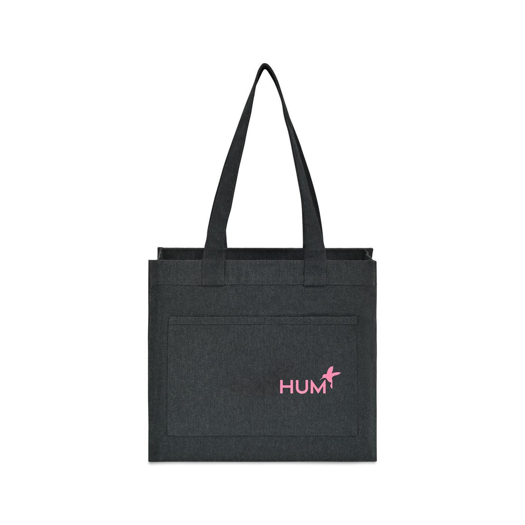 Recycled Cotton Tote with Two Front Pockets, 12 oz Transfer - Charcoal - View 1