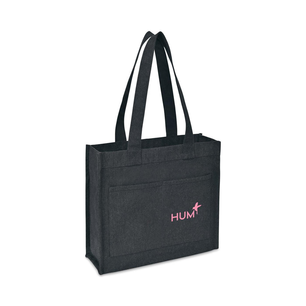 Recycled Cotton Tote with Two Front Pockets, 12 oz Transfer - Charcoal - View 2