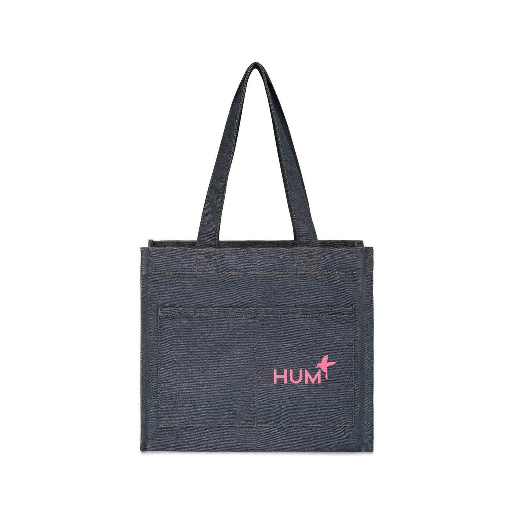 Recycled Cotton Tote with Two Front Pockets, 12 oz Transfer - Indigo Denim - View 1