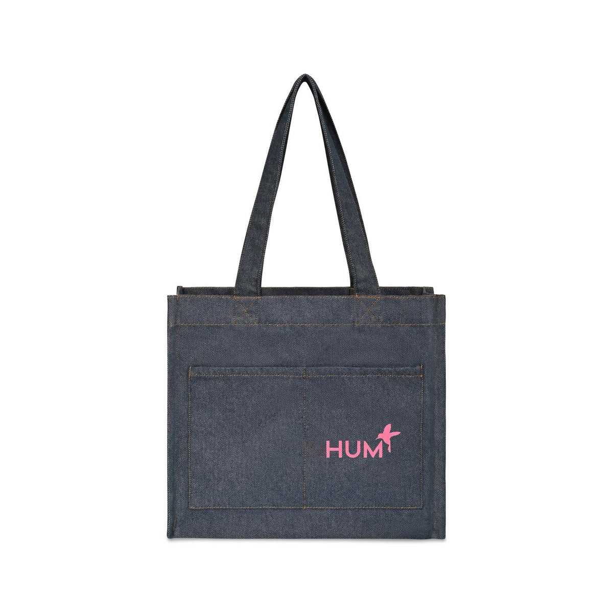 Recycled Cotton Tote with Two Front Pockets, 12 oz Transfer - Indigo Denim - View 1
