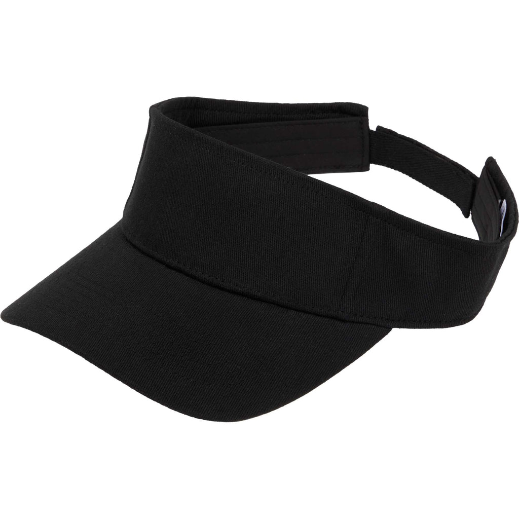 Recycled Cotton Twill Sun Visor Transfer - Black - Left Angle
