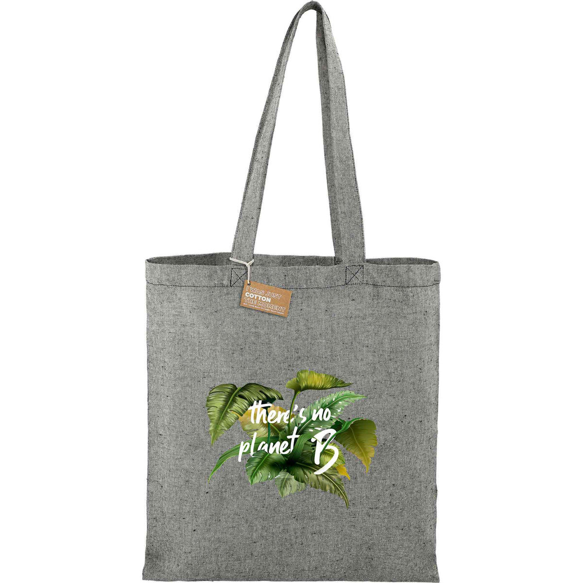 Recycled Cotton Twill Tote Bag, 5 oz - Black - Front