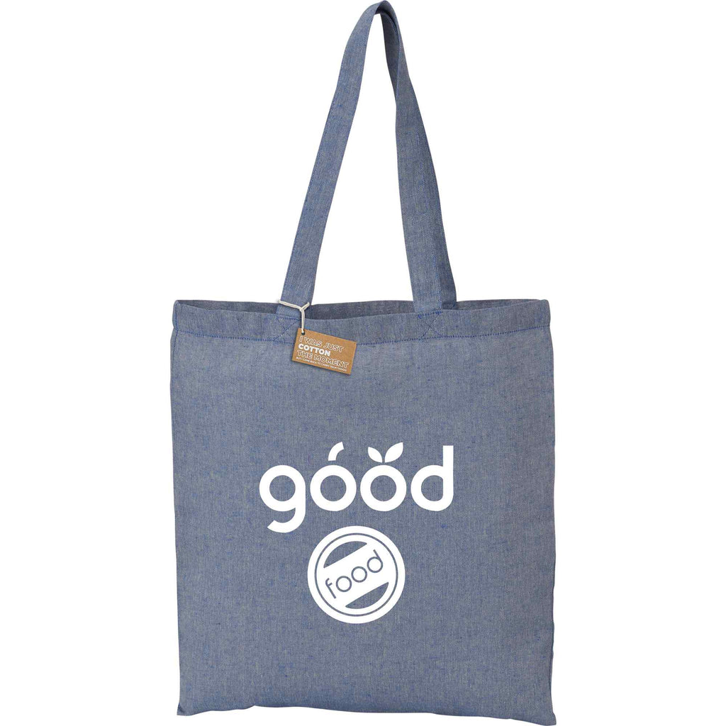 Recycled Cotton Twill Tote Bag, 5 oz - Blue - Front