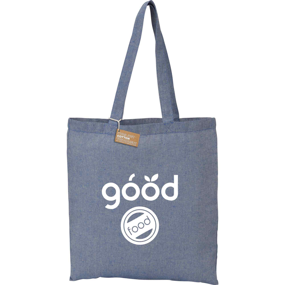 Recycled Cotton Twill Tote Bag, 5 oz - Blue - Front