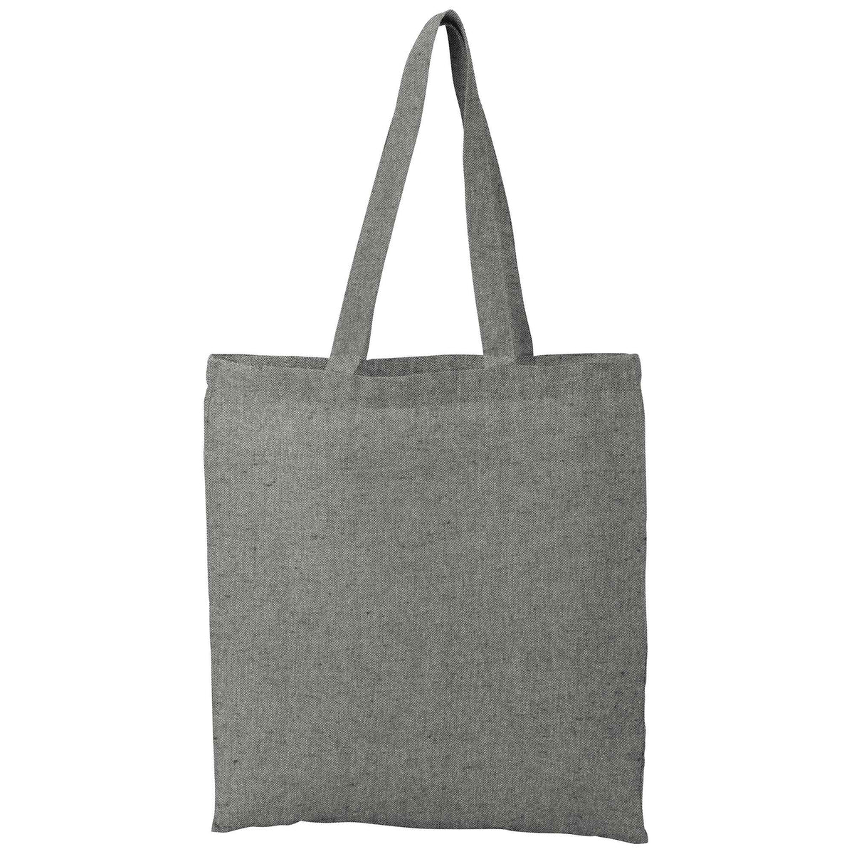 Recycled Cotton Twill Tote Bag, 5 oz Embroidery - Black - Back