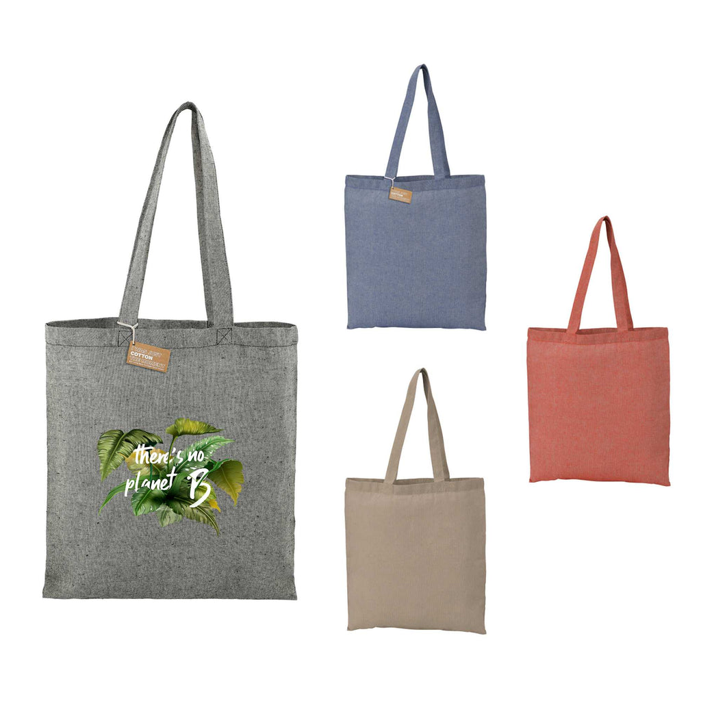 Recycled Cotton Twill Tote Bag, 5 oz Embroidery - Black - Front Group