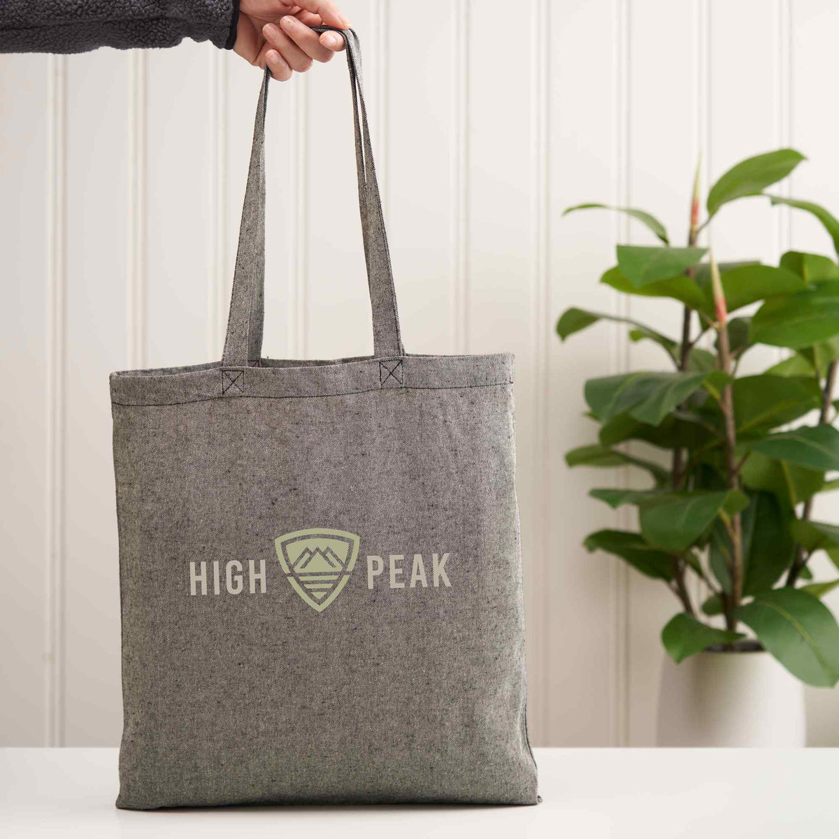 Recycled Cotton Twill Tote Bag, 5 oz Embroidery - Black - Lifestyle