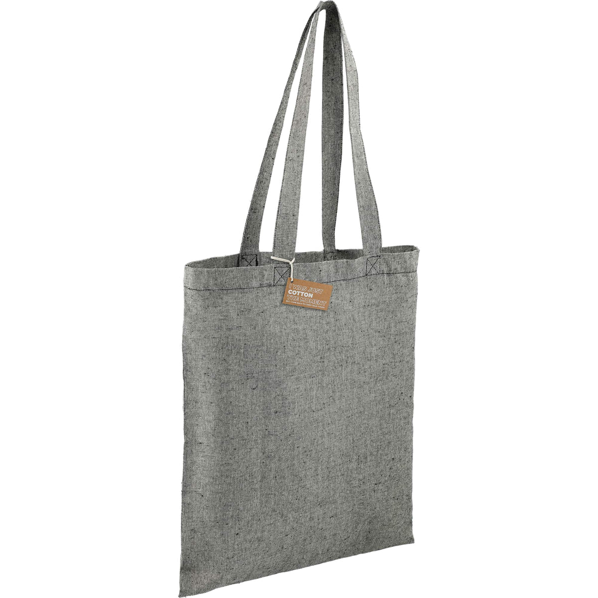 Recycled Cotton Twill Tote Bag, 5 oz Embroidery - Black - Right Angle