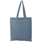 Recycled Cotton Twill Tote Bag, 5 oz Embroidery - Blue - Back