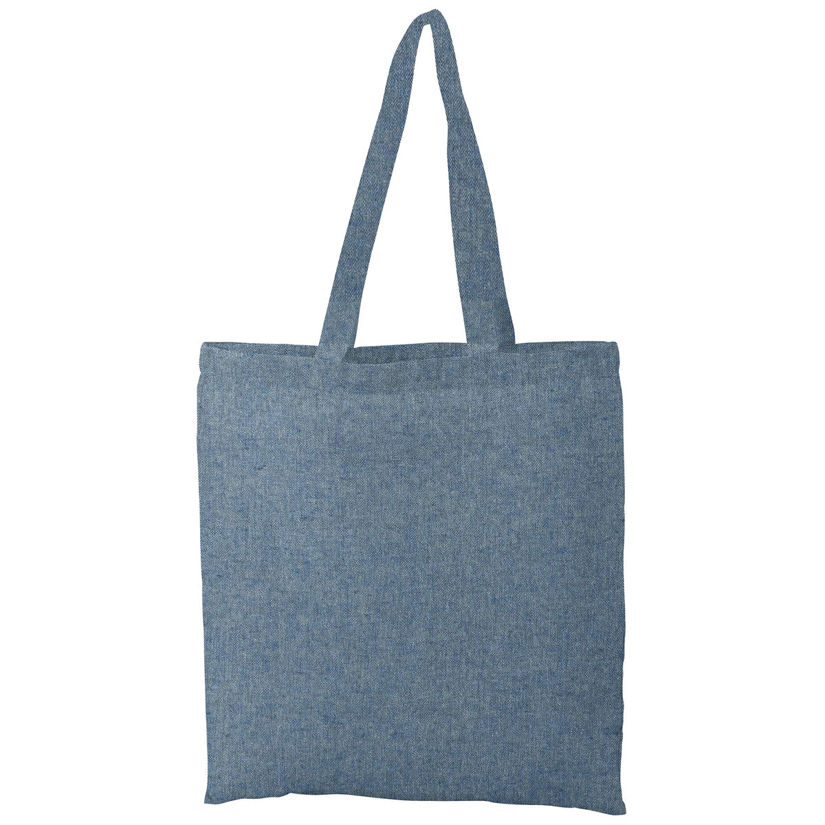 Recycled Cotton Twill Tote Bag, 5 oz Embroidery - Blue - Back